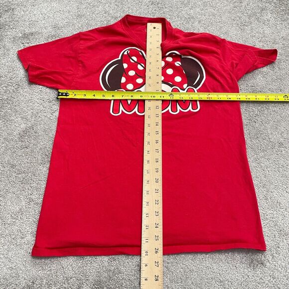 Disney Minnie Mouse Graphic T-Shirt Womens Medium Red Crew Neck Cotton Mom Tee - Picture 5 of 8